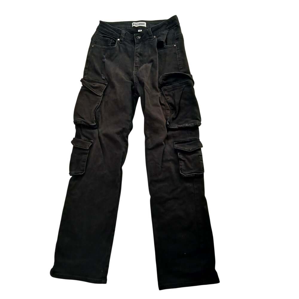 Disclosure Womens Size 7/28 Black Distressed High Rise Cargo Jeans Pants